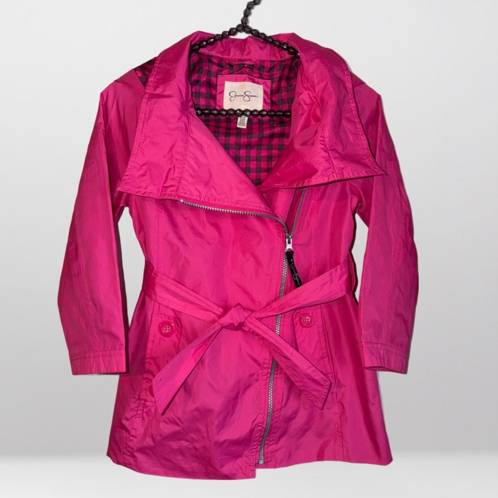 Jessica Simpson Fuchsia Hooded Trench Coat RainCoat Girls Size 6X